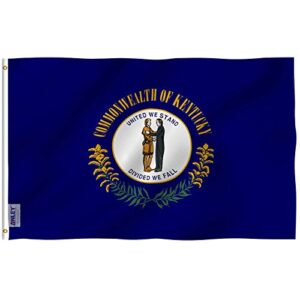 anley fly breeze 3x5 foot kentucky state flag - vivid color and fade proof - canvas header and double stitched - kentucky ky flags polyester with brass grommets 3 x 5 ft