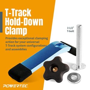 POWERTEC 71168 T-Track Hold Down Clamp for Woodworking, 5-1/2” L x 1-1/8” W, 2 Pack