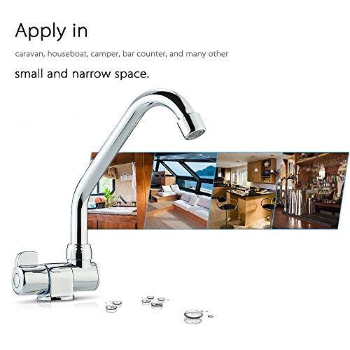 Foldable RV Faucet Rotating Single Handle Deck/Wall Mounted RV Kitchen Tap