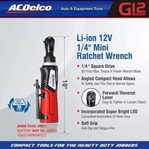ACDelco ARW1207T G12 Series 12V Cordless Li-ion 1/4” 30 ft-lbs. Ratchet Wrench – Bare Tool Only