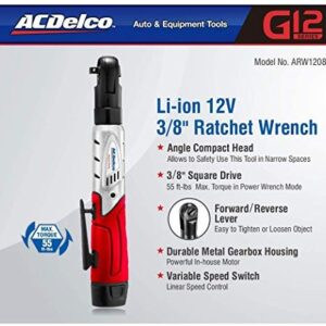 ACDelco ARW1208T G12 Series 12V Cordless Li-ion 3/8” 55 ft-lbs. Ratchet Wrench – Bare Tool Only