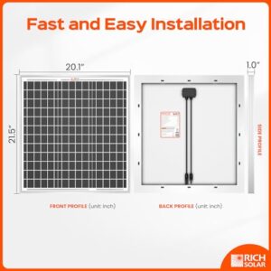 RICH SOLAR 50 Watts 12 Volts Monocrystalline Solar Panel