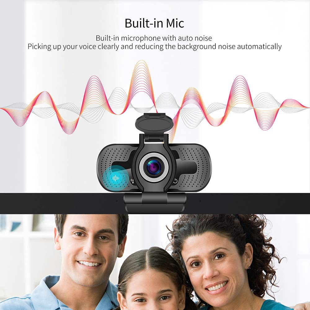 Dericam Webcam, HD 1080P Webcam with Microphone, USB Webcam, Play and Plug Streaming Webcam for PC Desktop & Laptop,for Video Calling Streaming, Conference, Gaming, Online Classes (with Tripod)