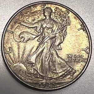 1945 p silver walking liberty wwii coin half dollar au-55