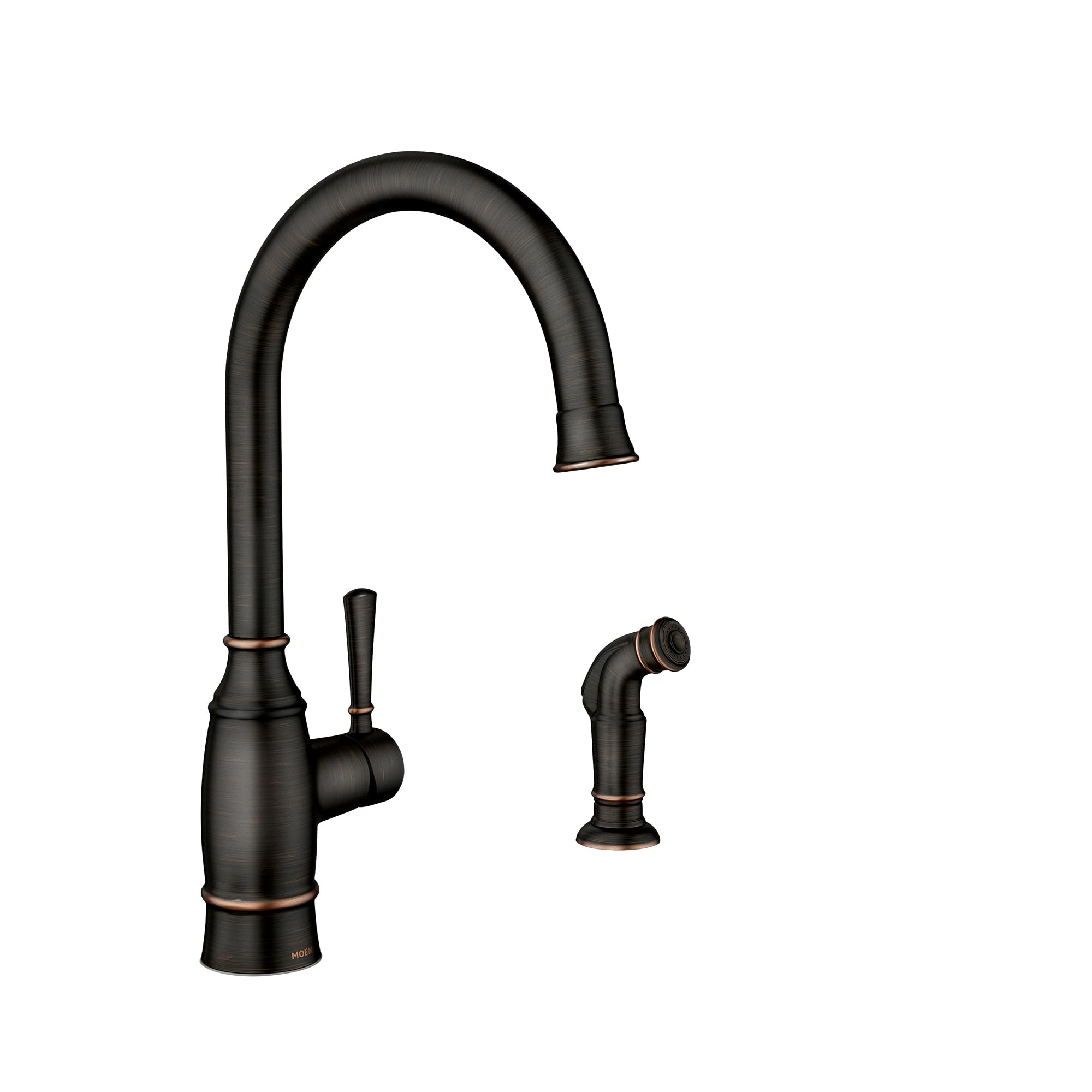 Moen Noell Mediterranean Bronze Traditional Single-Handle Standard Kitchen Faucet with Side Sprayer, 87506BRB