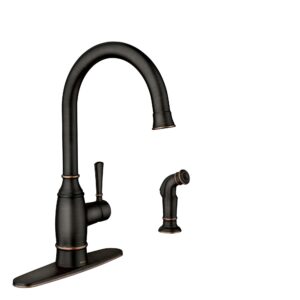 Moen Noell Mediterranean Bronze Traditional Single-Handle Standard Kitchen Faucet with Side Sprayer, 87506BRB
