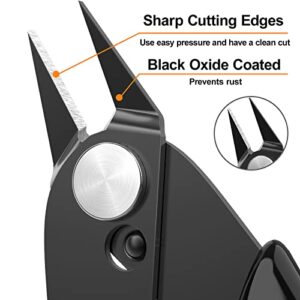 BOENFU Zip Tie Cutters Jewelry Cutting Pliers Flush Cutters Miniature Clippers Hobby Side Snips for Plastic Models, Jewelry Making, Electronics, Black, 5-in, 2-PCS