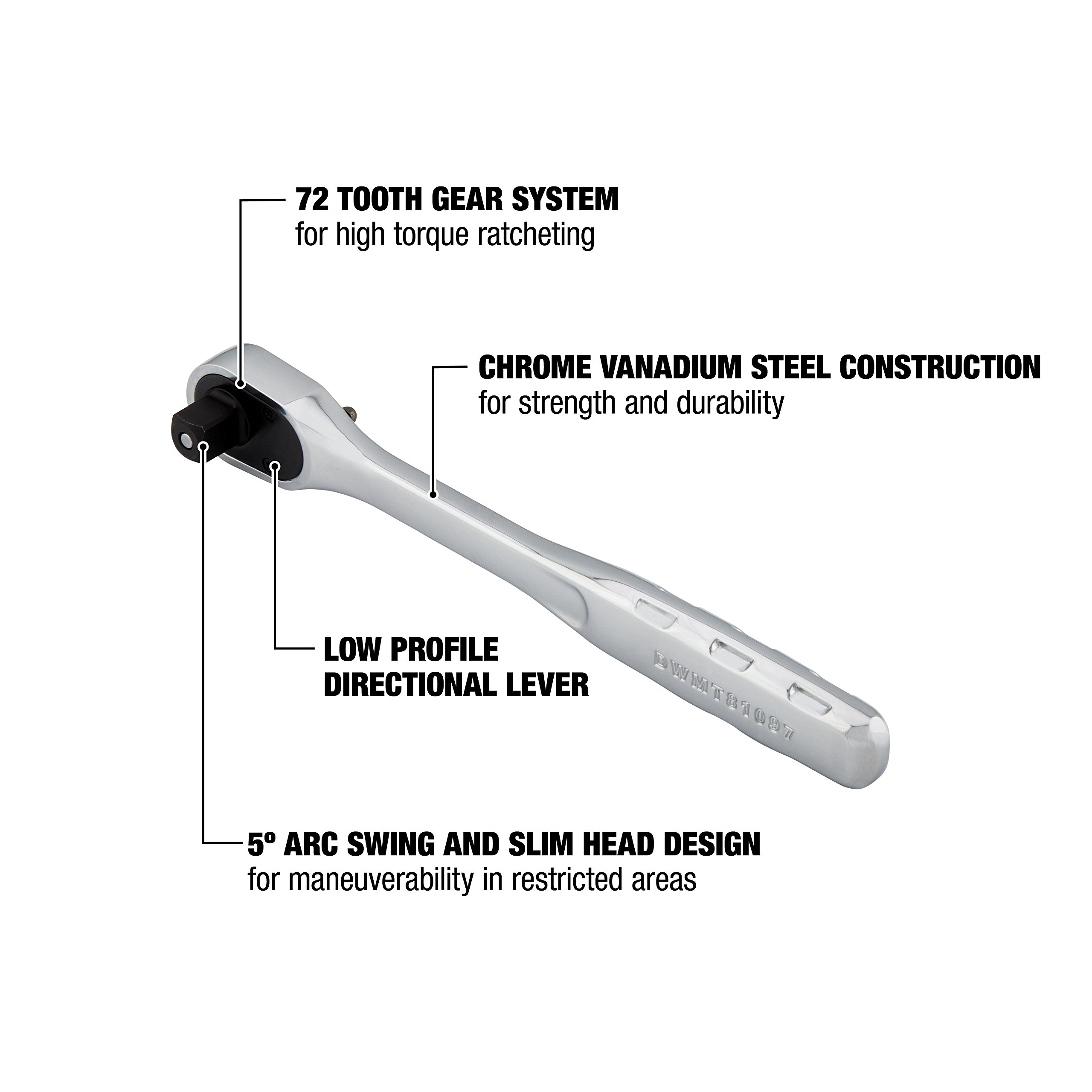 DEWALT Ratchet, Quick Release, SAE, 3/8-Inch Drive (DWMT81097)