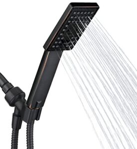 bright showers handheld shower head set high pressure hand held showerhead with 60 inch flexible shower hose and adjustable shower arm mount bracket, 3 spray setting shower wand, oil-rubbed bronze