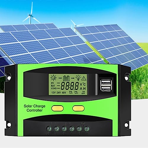 MOHOO Gun Safe Solar Charge Controller, 30A Solar Charger Controller, 12V/24V Solar Panel Intelligent Regulator with Dual USB Port and PWM LCD Display