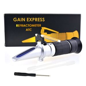 Handheld Wine Alcohol Refractometer with ATC Dual Scale Brix 0-40% 0-25% VOL Optical Tester for Grape Wine Making Winemakers Homebrew Tool