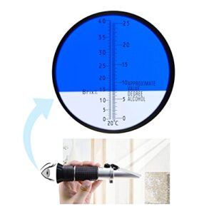 Handheld Wine Alcohol Refractometer with ATC Dual Scale Brix 0-40% 0-25% VOL Optical Tester for Grape Wine Making Winemakers Homebrew Tool