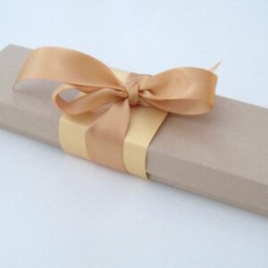 Blank scroll with box on aged parchment, 5" wide paper, gold accents