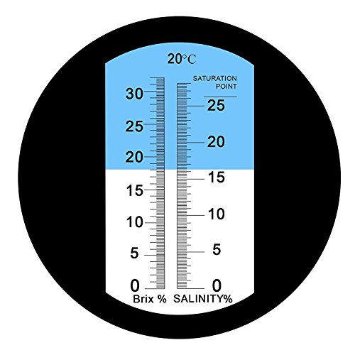 2-in-1 Brix Salinity Refractometer Dual Scale 0-32% Brix & 0-28% Salinity with ATC Sodium Chloride in Food Salt Seawater Brine Beer fruits Cutting Liquid