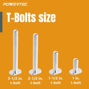 POWERTEC 71170 17-Piece Universal T-Track Kit w/ 48-Inch T Track and 16-piece 5/16"-18 Hardware kit