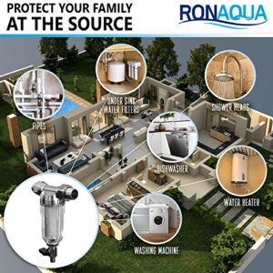 Reusable Whole House Spin Down Sediment Water Filter. Prefilter Removes Sediment, Rust, Sand from Water, 40 Micron, ¾ or 1 Inch Inlet/Outlet, by Ronaqua WELL-MATCHED with WSP-50, HQ-180ZA-50