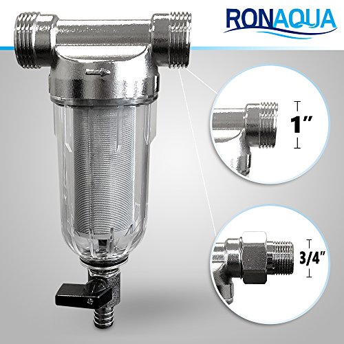 Reusable Whole House Spin Down Sediment Water Filter. Prefilter Removes Sediment, Rust, Sand from Water, 40 Micron, ¾ or 1 Inch Inlet/Outlet, by Ronaqua WELL-MATCHED with WSP-50, HQ-180ZA-50