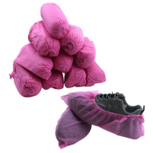 antrader 100 pieces disposable shoe covers floor the size fits all overshoes indoor shoes covers for ladies and mens pink