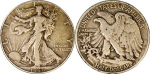 1920 to 1947 pds walking liberty half dollar - 90% silver - (1/2) us mint - grades fine or better
