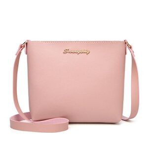 thenlian women fashion solid color messenger bag crossbody bag phone coin bag (pink)