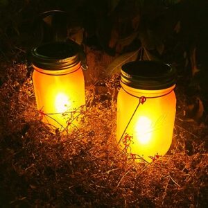 Solar Mason Jar Lights, 6 Pack 30 Led String Fairy Star Firefly Glass Jar Lights,6 Hangers and 6 Jars Included, Best for Mason Jar Decor,Patio Garden Decor Solar Laterns Table Lights