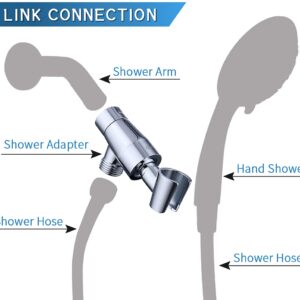 G-Promise Metal Shower Head Holder for Hand Held Showerhead, Adjustable Bracket, Shower Arm Adapter, Universal Shower Arm Mount, Chrome Finish