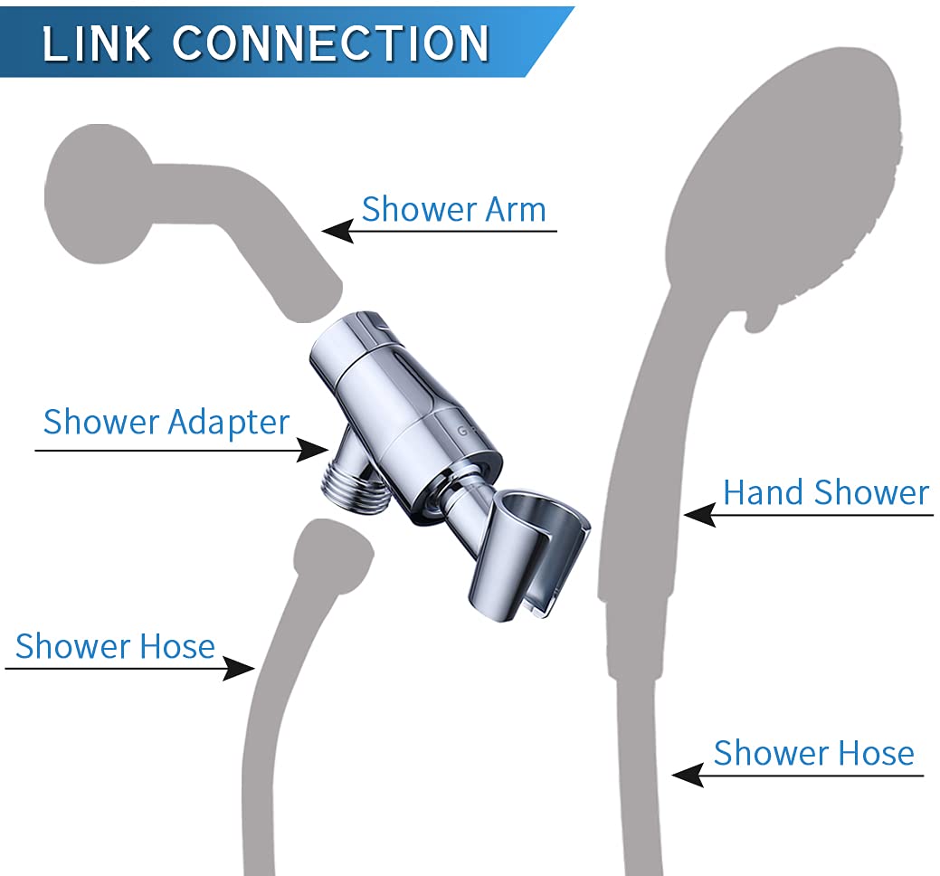 G-Promise Metal Shower Head Holder for Hand Held Showerhead, Adjustable Bracket, Shower Arm Adapter, Universal Shower Arm Mount, Chrome Finish