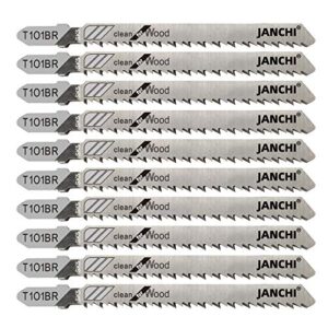50pack t101br t-shank contractor jig saw blades - 4 inch 10 tpi jigsaw blades set- made for high speed carbon steel, clean and precise straight cutting wood boards pvc plastic