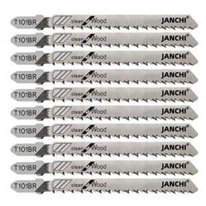 50Pack T101BR T-Shank Contractor Jig Saw Blades - 4 Inch 10 TPI Jigsaw Blades Set- Made for High Speed Carbon Steel, Clean and Precise Straight Cutting Wood Boards PVC Plastic