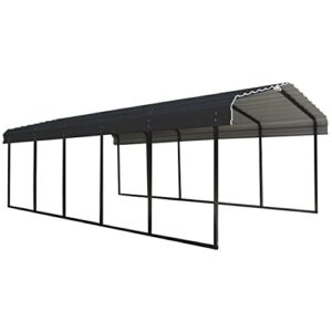 arrow carports galvanized steel carport, full-size metal carport kit, 12' x 24' x 7', charcoal