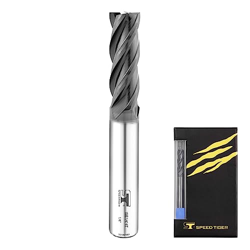 SPEED TIGER Micrograin Carbide Square End Mill - 4 Flute - ISE1/4"4T (5 Pieces, 1/4") - for Milling Alloy Steels, Hardened Steel, Metal & More – Mill Bits Sets for DIYers & Professionals