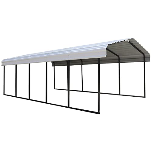 Arrow Carports Galvanized Steel Carport, Full-Size Metal Carport Kit, 12' x 24' x 7', Eggshell