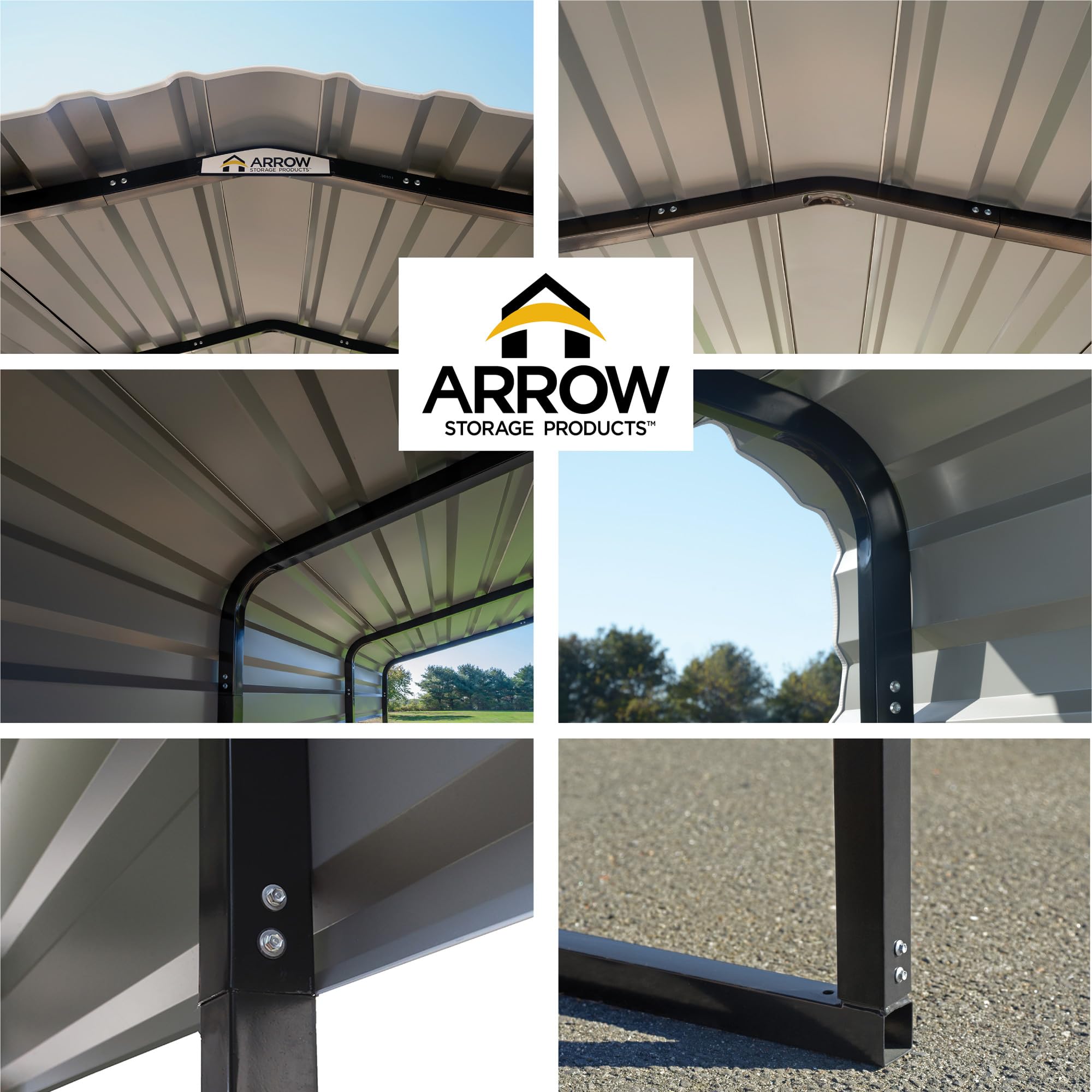 Arrow CPHC102007 Heavy Duty Galvanized Steel Metal Multi-Use Shelter, Shade, Carport, 10' x 20' x 7'