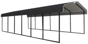 arrow carports galvanized steel carport, full-size metal carport kit, 12' x 29' x 7', charcoal