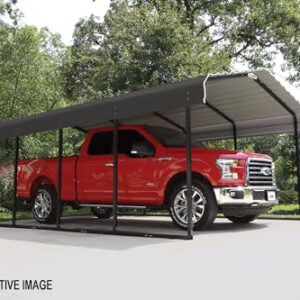 Arrow Carports Galvanized Steel Carport, Full-Size Metal Carport Kit, 12' x 29' x 7', Charcoal