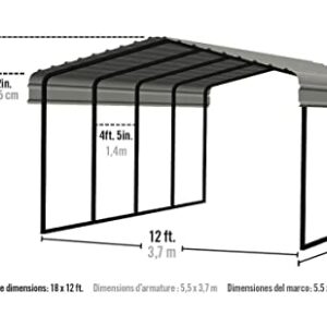 Arrow Shed 12 x 20 x 7-Foot Heavy Duty Galvanized Steel Metal Multi-Use Shelter, Shade, Carport, 12' x 20' x 7', Charcoal color