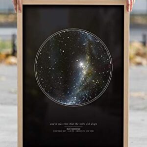 Custom Personalized Night Sky Star Map Poster, Unframed Print with Black Background