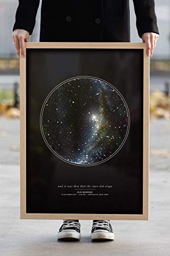 Custom Personalized Night Sky Star Map Poster, Unframed Print with Black Background