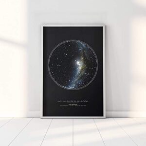 Custom Personalized Night Sky Star Map Poster, Unframed Print with Black Background