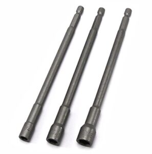 elitexion 6 inch long magnetic nut setters 1/4 inch hex shank heavy duty for 1/4, 5/16, and 3/8 inch set – 3 piece set