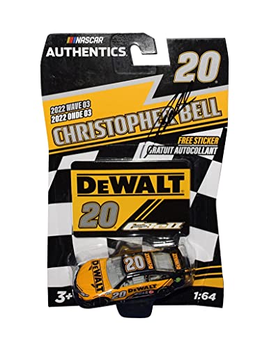 AUTOGRAPHED 2022 Christopher Bell #20 DeWalt Toyota Team (Joe Gibbs Racing) NASCAR Authentics Wave 03 Signed Collectible 1/64 Scale Diecast Car with COA