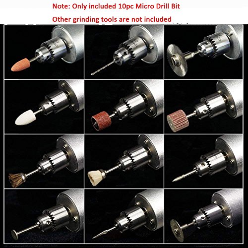 Eyech 0.3-4mm Micro Aluminum Portable Handheld Drill Mini Electric Hand Drill with 5A DC5V-12V Power Supply Control for DIY 10Pcs Drill Bits Included