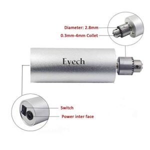 Eyech 0.3-4mm Micro Aluminum Portable Handheld Drill Mini Electric Hand Drill with 5A DC5V-12V Power Supply Control for DIY 10Pcs Drill Bits Included