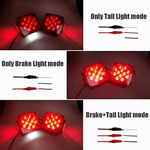 iBrightstar IP68 Waterproof Square LED Trailer Lights Kit - Utility Trailer Accessories with Brake Stop Tail Running License Plate Light for 12V Camper Truck Boat Snowmobile Marine Under 80", DOT