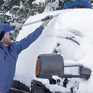 Snow Joe SJBLZD-JMB2-SJB 2-Pack Jumbo Telescoping Snow Broom + Ice Scraper, Blue/Blue