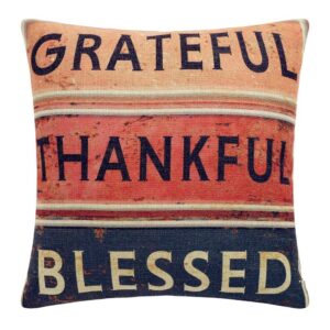 acelive18 x 18 inches cotton linen grateful thankful blessed decorative throw cushion cover invisible zipper pillow covers for living room for sofa couch home office indoor decorative square