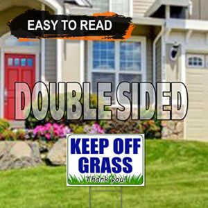 3 PC Keep Off Grass Sign with Stake - 8 x 12 Double Sided Coroplast Do Not Walk on Grass Sign - Keep Dogs Off Lawn - Stay Off Grass Signs for Yard 1