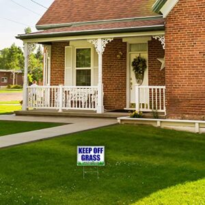 3 PC Keep Off Grass Sign with Stake - 8 x 12 Double Sided Coroplast Do Not Walk on Grass Sign - Keep Dogs Off Lawn - Stay Off Grass Signs for Yard 1