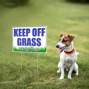 3 PC Keep Off Grass Sign with Stake - 8 x 12 Double Sided Coroplast Do Not Walk on Grass Sign - Keep Dogs Off Lawn - Stay Off Grass Signs for Yard 1