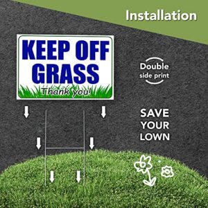 3 PC Keep Off Grass Sign with Stake - 8 x 12 Double Sided Coroplast Do Not Walk on Grass Sign - Keep Dogs Off Lawn - Stay Off Grass Signs for Yard 1